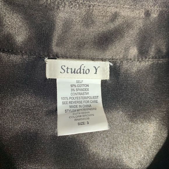 STUDIO Y Brown Button Up Collared with Belt Dress Size 3 - Picture 4 of 6